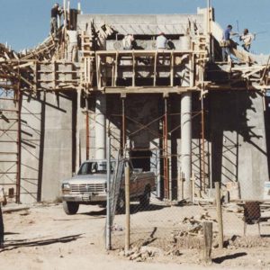 constructing the roof of the building